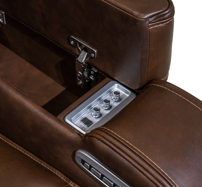 Knightington - Brown - Power Reclining Sofa With Audio Seating