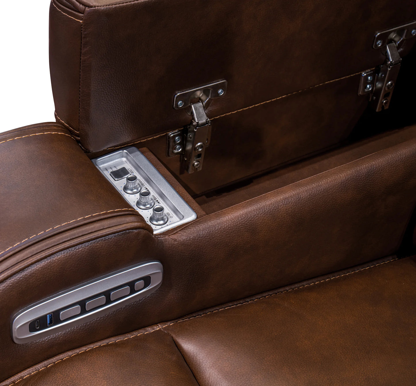 Knightington - Brown - Power Reclining Sofa With Audio Seating
