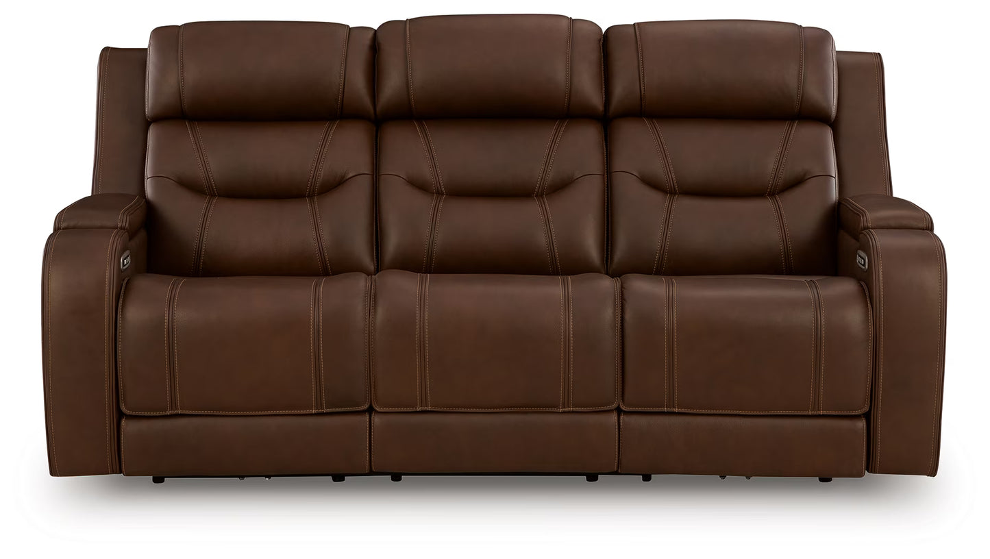 Knightington - Brown - Power Reclining Sofa With Audio Seating