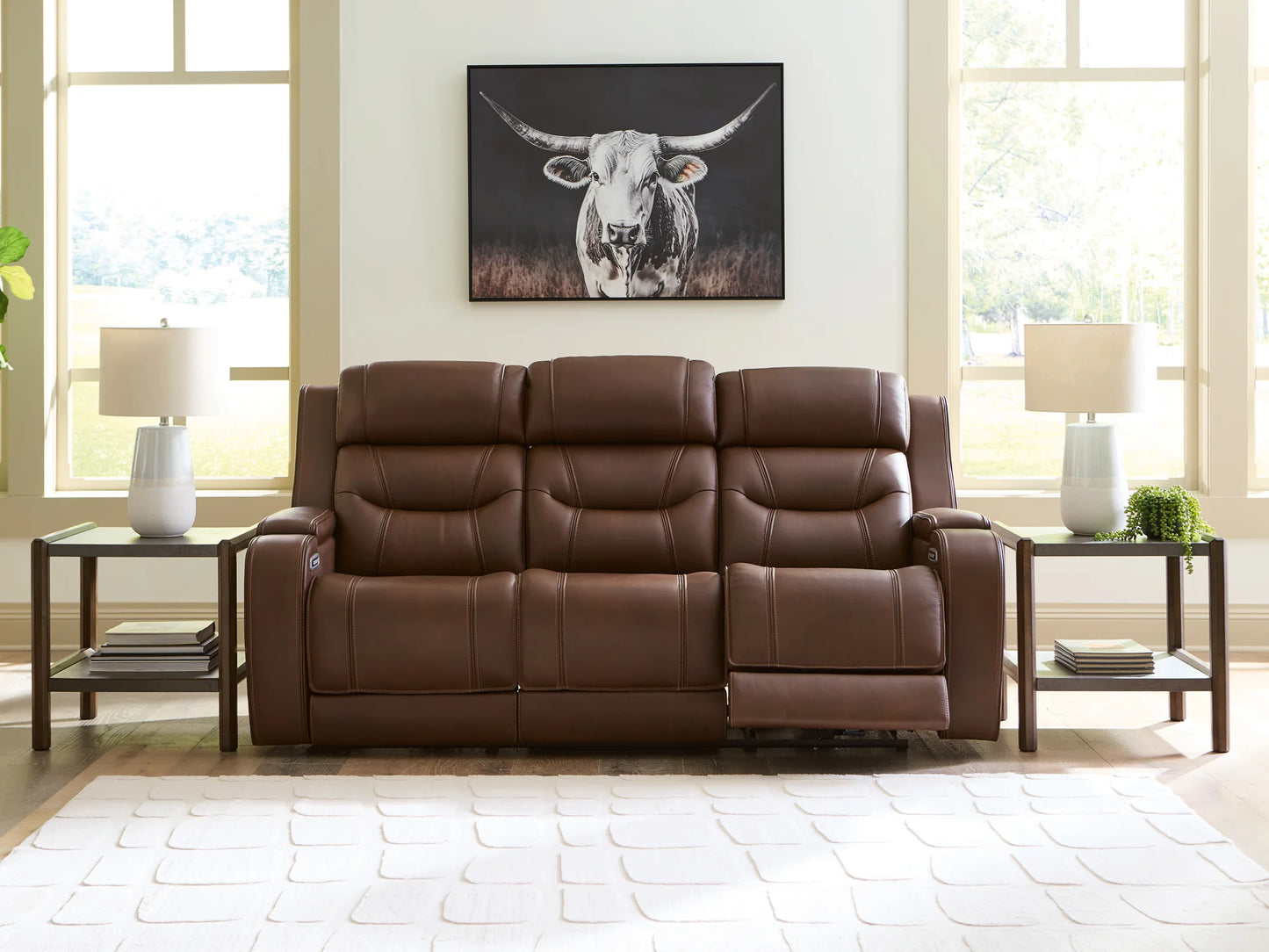 Knightington - Brown - Power Reclining Sofa With Audio Seating