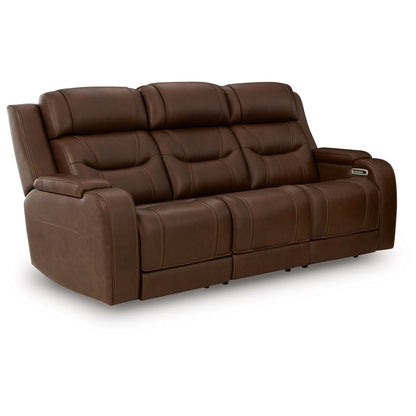 Knightington - Brown - Power Reclining Sofa With Audio Seating