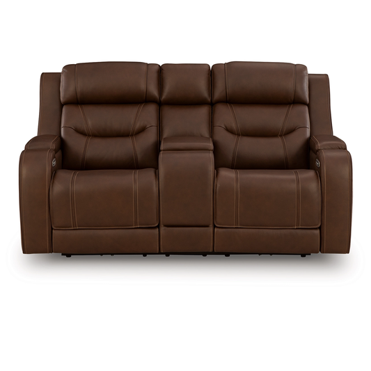 Knightington - Brown - Power Reclining Loveseat With Audio Seating