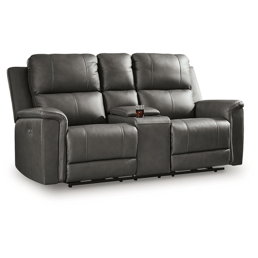 Bleckley - Anchor - Power Reclining Loveseat With Console / Adjustable Headrest