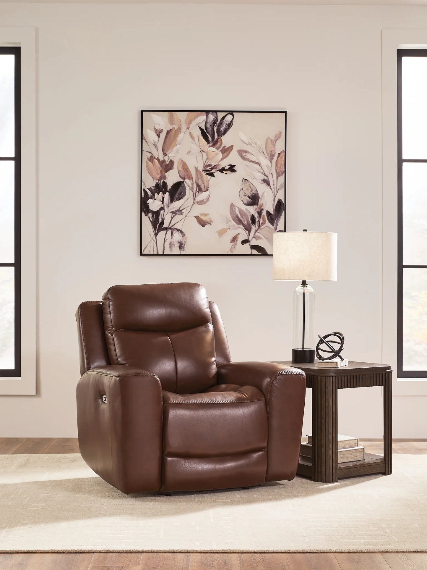 Next Move - Mahogany - Power Recliner With Adjustable Headrest