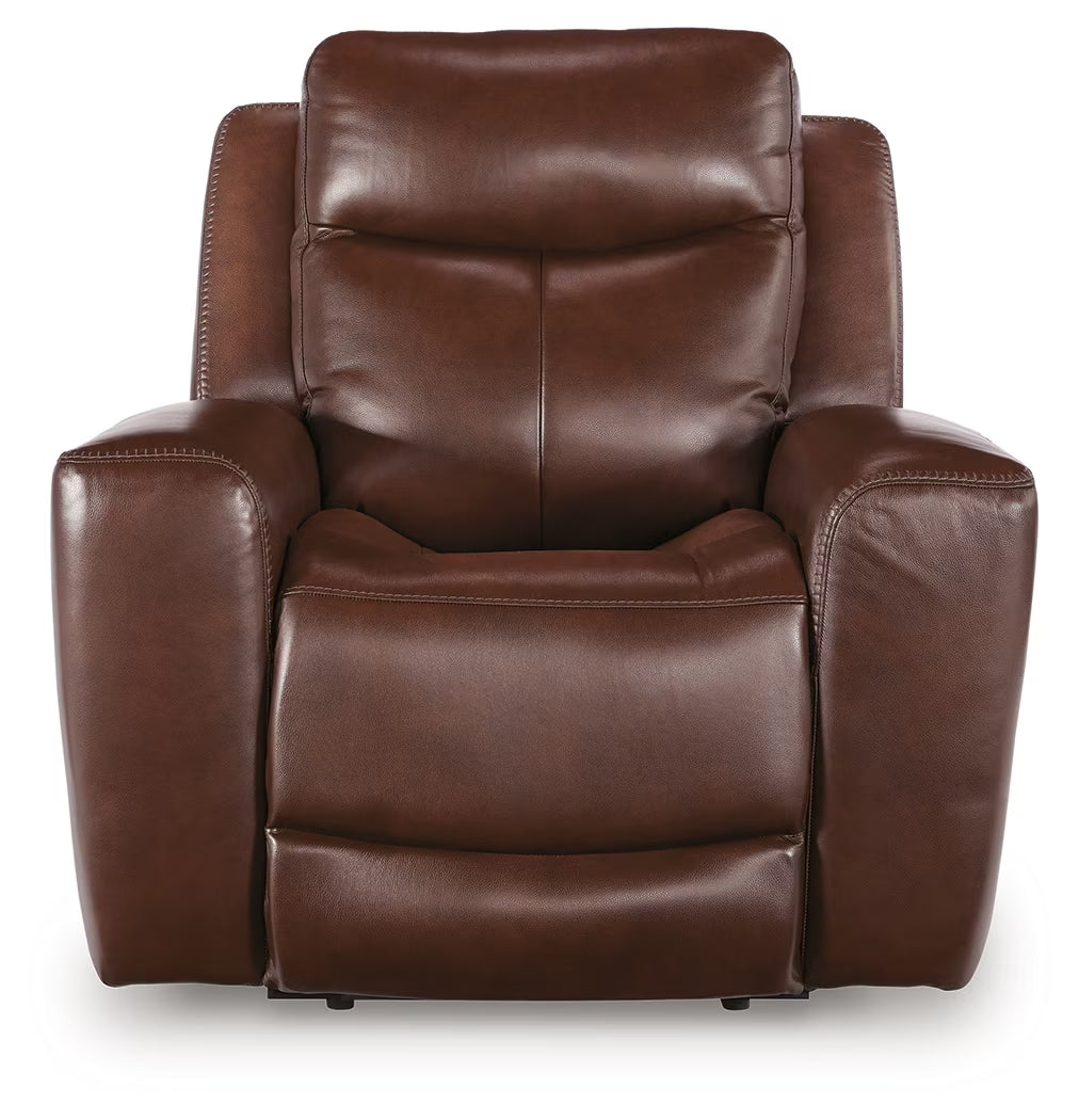 Next Move - Mahogany - Power Recliner With Adjustable Headrest