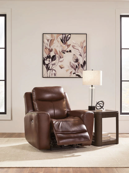 Next Move - Mahogany - Power Recliner With Adjustable Headrest