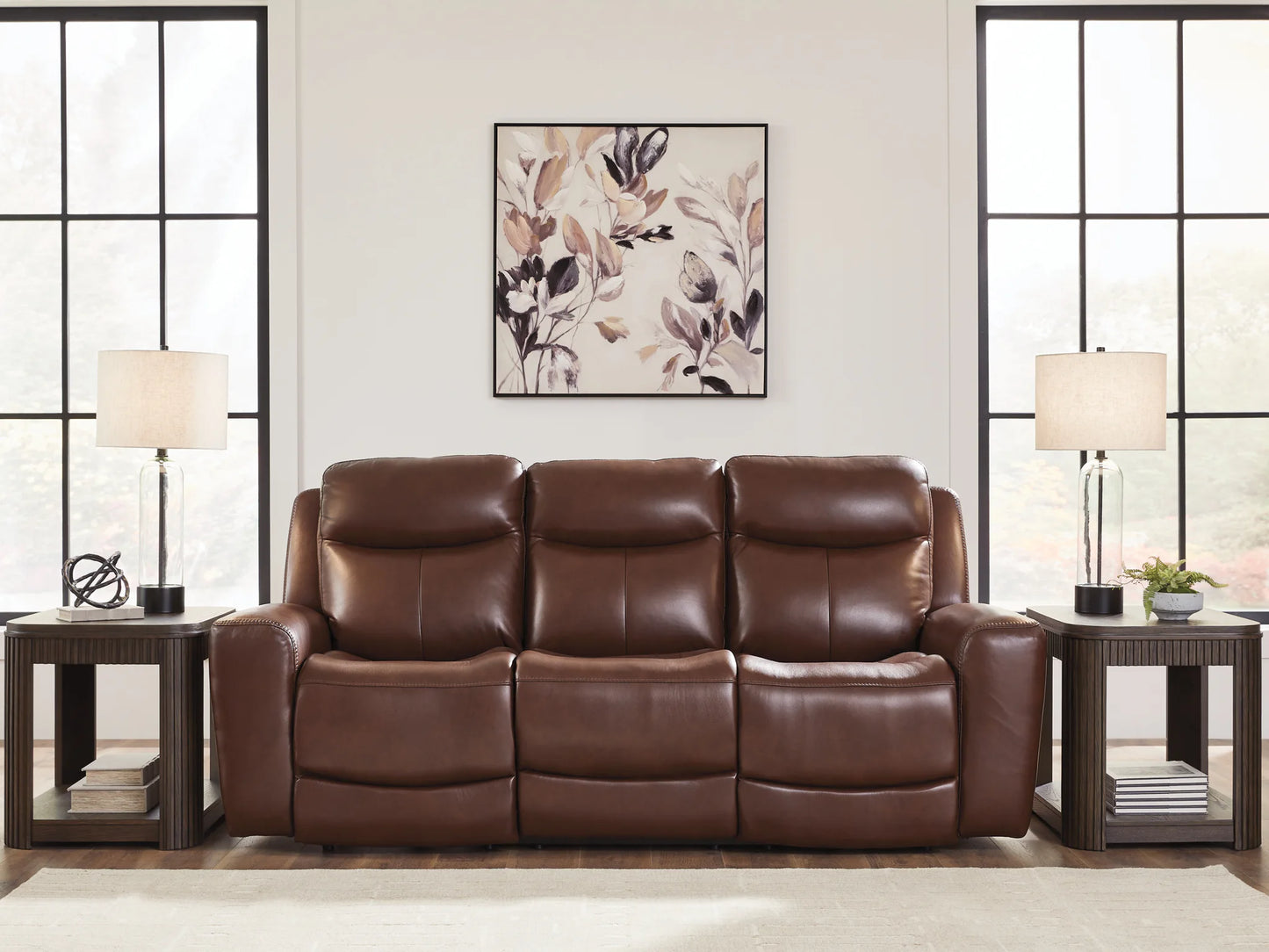 Next Move - Mahogany - Power Reclining Sofa With Adjustable Headrest