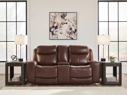 Next Move - Mahogany - Power Reclining Loveseat With Console / Adjustable Headrest