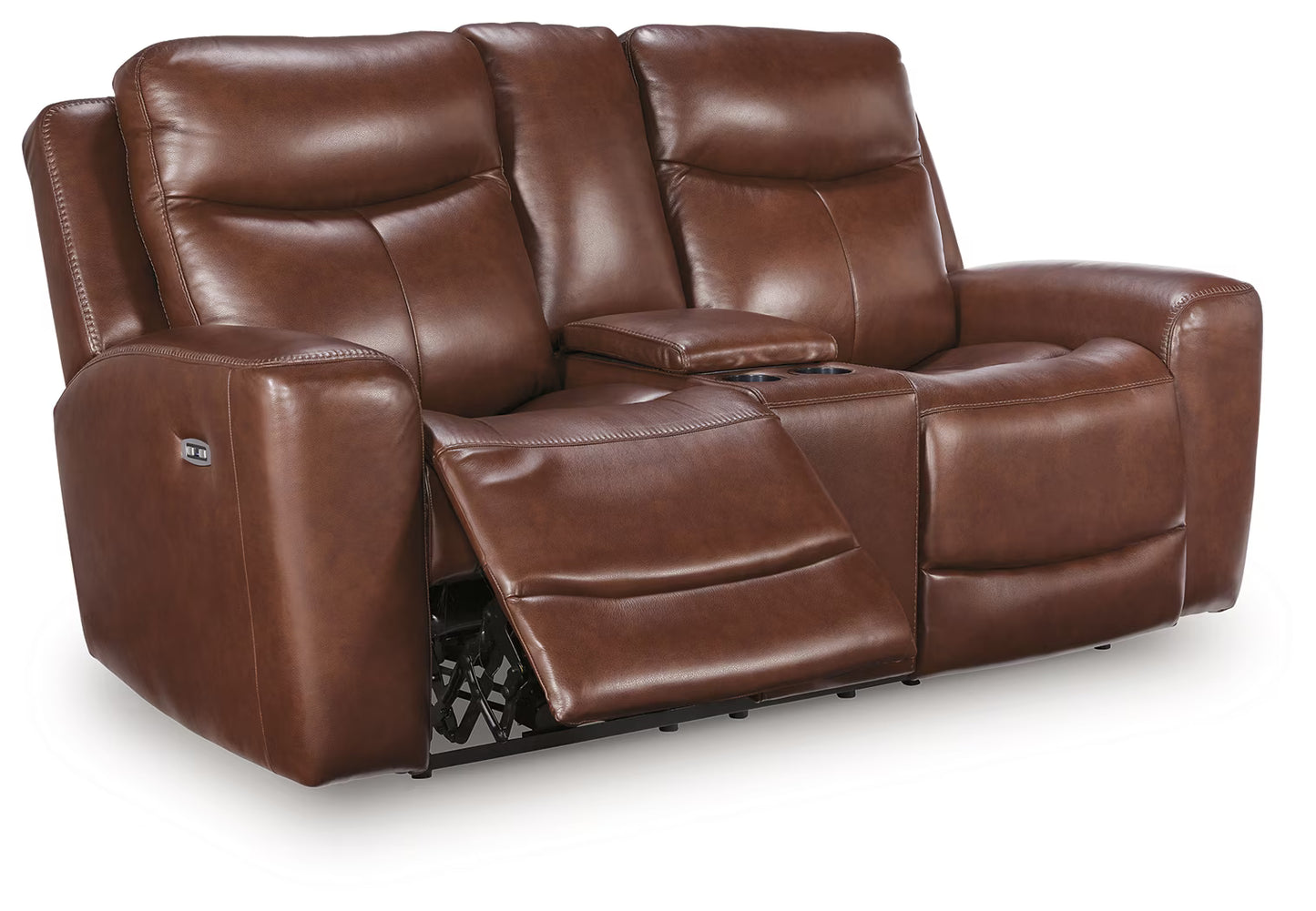 Next Move - Mahogany - Power Reclining Loveseat With Console / Adjustable Headrest