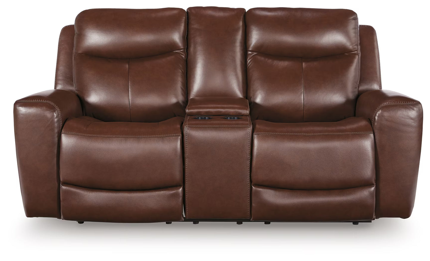 Next Move - Mahogany - Power Reclining Loveseat With Console / Adjustable Headrest