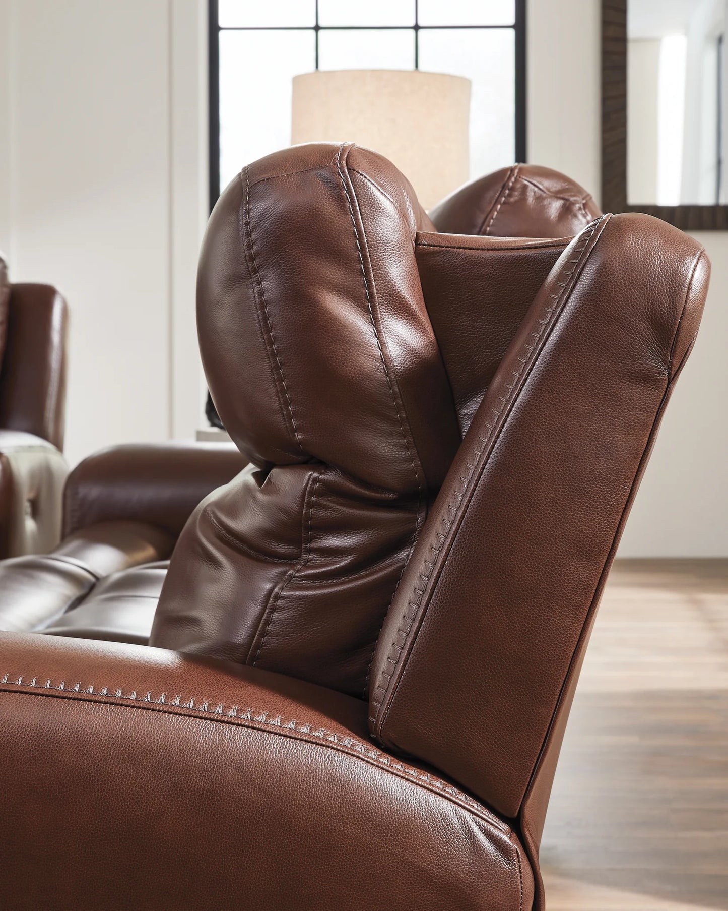 Next Move - Mahogany - Power Reclining Loveseat With Console / Adjustable Headrest