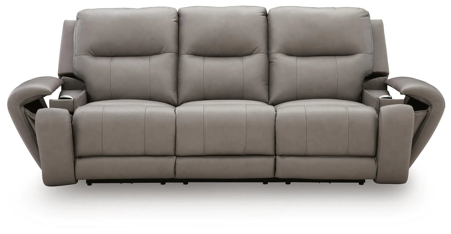 Real Moments - Power Reclining Sofa With Audio Seating - Ash