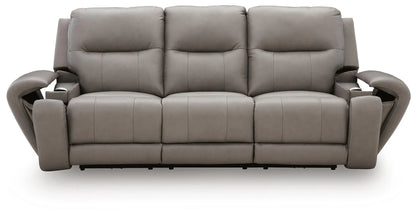 Real Moments - Power Reclining Sofa With Audio Seating - Ash