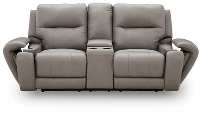 Real Moments - Power Reclining Loveseat With Audio Seating - Ash