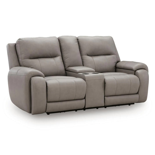 Real Moments - Power Reclining Loveseat With Audio Seating - Ash