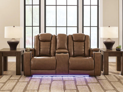 Gruaro - Power Reclining Loveseat With Console / Adjustable Headrest - Amber