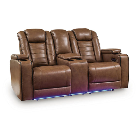 Gruaro - Power Reclining Loveseat With Console / Adjustable Headrest - Amber