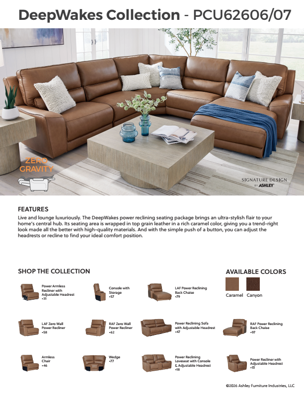DeepWakes - 5-Piece Power Reclining Sectional - Canyon