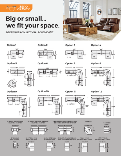 DeepWakes - 5-Piece Power Reclining Sectional - Canyon