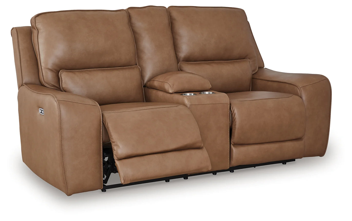 DeepWakes - Caramel - Power Reclining Loveseat / Console / Adjustable Headrest