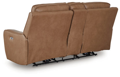 DeepWakes - Caramel - Power Reclining Loveseat / Console / Adjustable Headrest