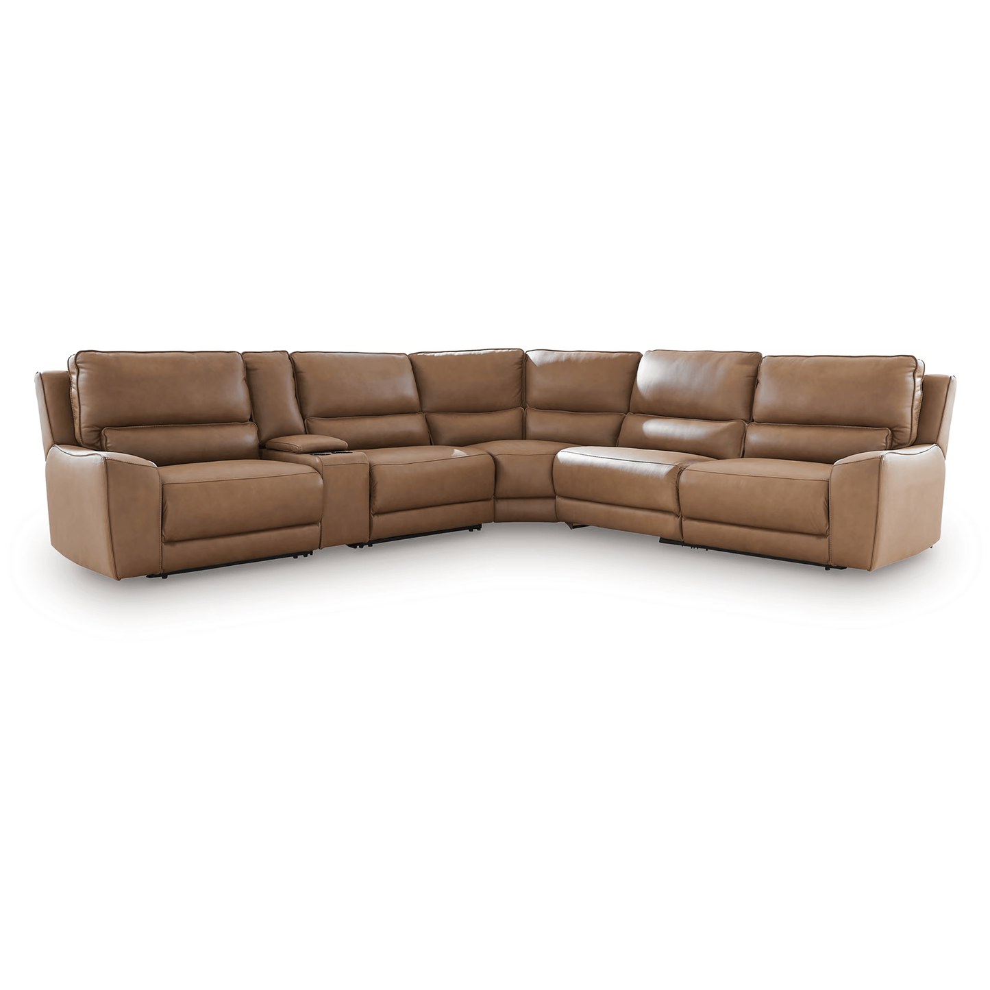 DeepWakes - 6-Piece Power Reclining Sectional With Storage Console - Caramel