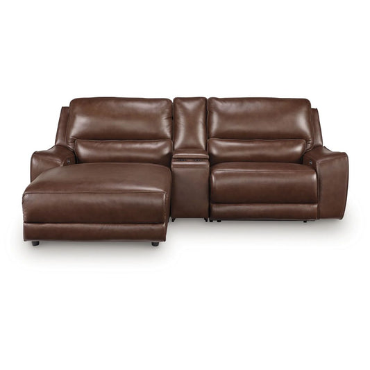 DeepWakes - 3-Piece Power Reclining Sectional With LAF Press Back Power Chaise And Storage Console - Canyon
