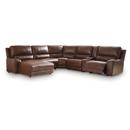 DeepWakes - 6-Piece Power Reclining Sectional With LAF Press Back Power Chaise - Canyon