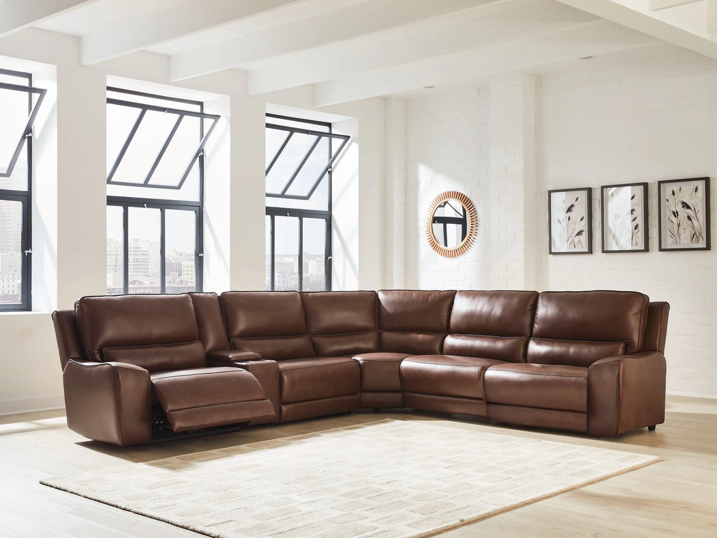 DeepWakes - 6-Piece Power Reclining Sectional With Storage Console - Canyon