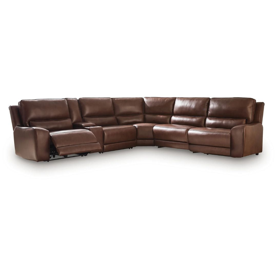 DeepWakes - 6-Piece Power Reclining Sectional With Storage Console - Canyon
