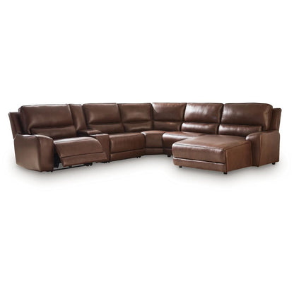 DeepWakes - 6-Piece Power Reclining Sectional With RAF Press Back Power Chaise - Canyon