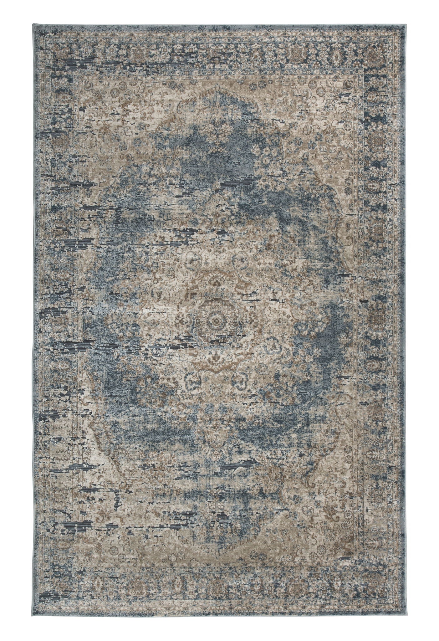 South - Blue / Beige - Large Rug - 8' x 10'