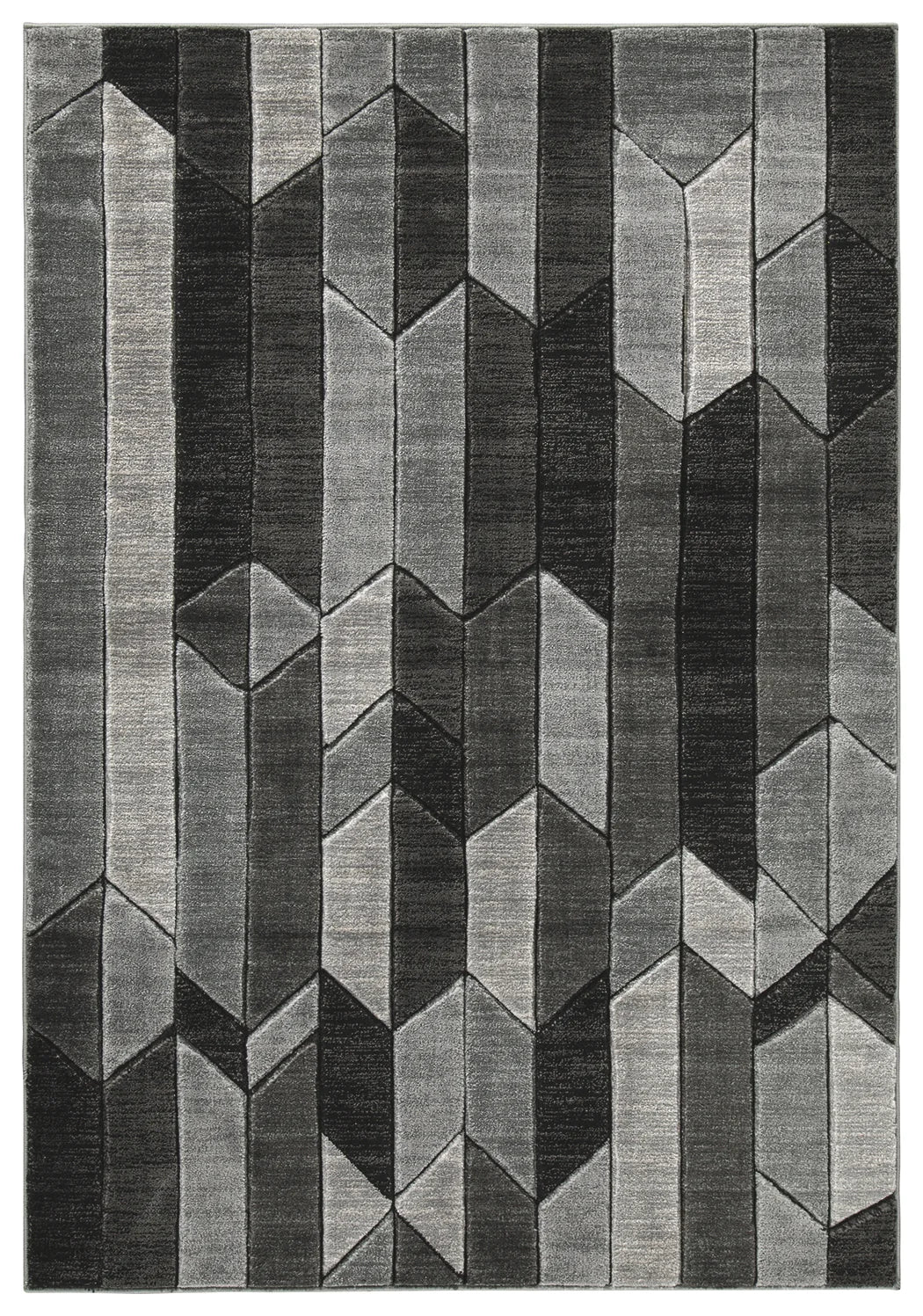 Chayse - Black / Gray - Large Rug - 7' x 10'