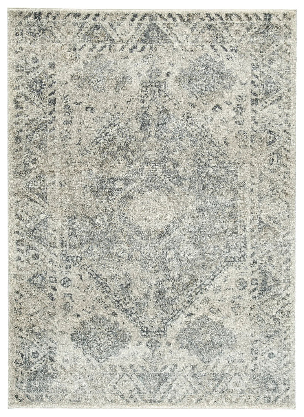 Precia - Gray / Cream - Medium Rug - 5' x 7'