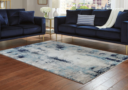 Leonelle - White / Blue / Gray - Large Rug - 8' x 10'