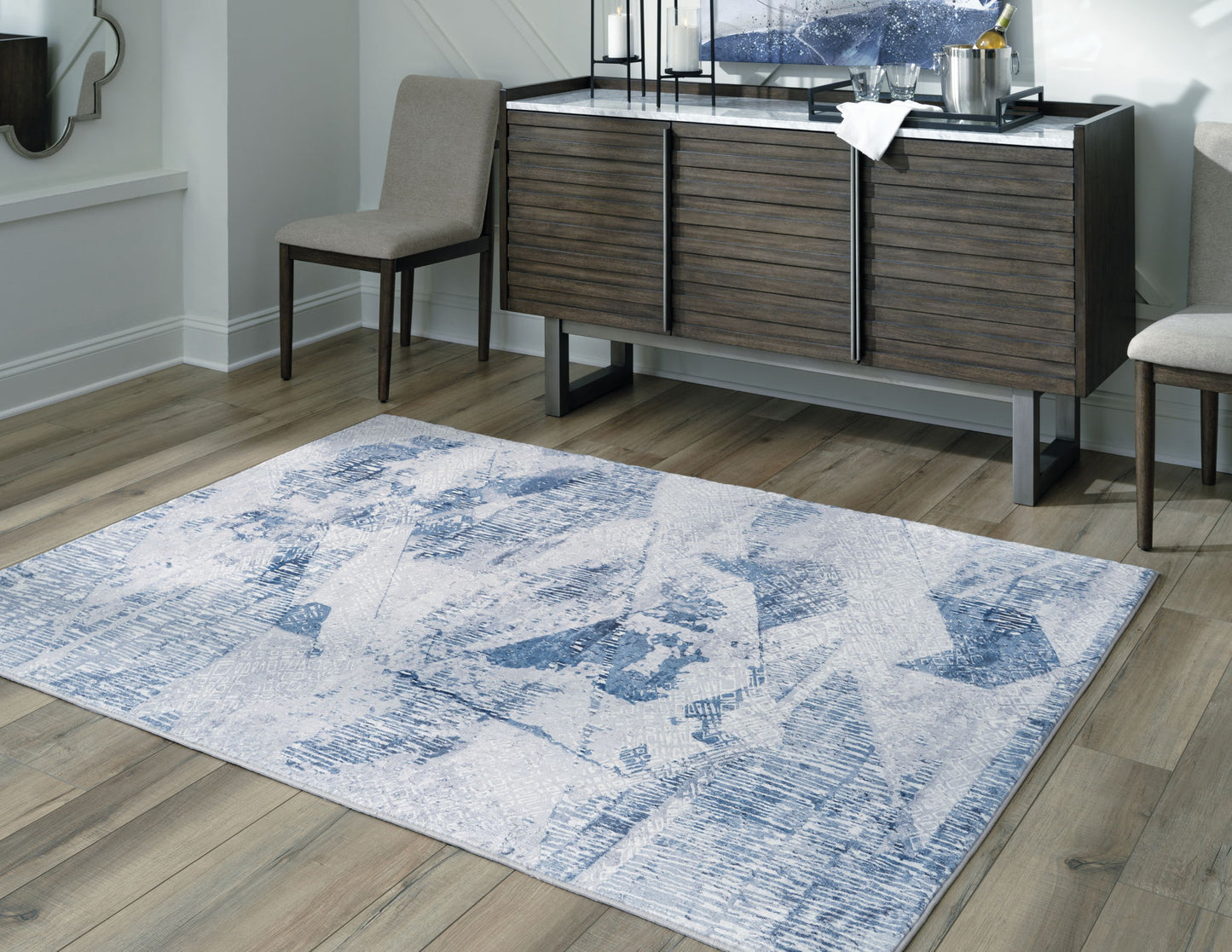 Haddam - Blue / Gray / White - Large Rug - 8' x 10'