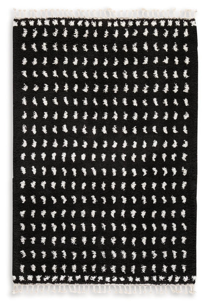 Minston - Black / White - Medium Rug - 5' x 7'