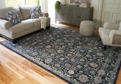 Hilcott - Blue / Cream / Brown - Large Rug - 8' x 10'