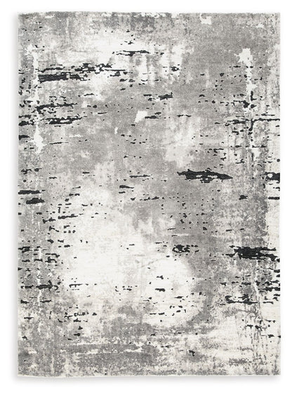 Aworley - Gray / White - Medium Rug - 5' x 7'