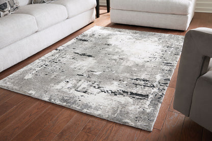 Aworley - Gray / White - Medium Rug - 5' x 7'