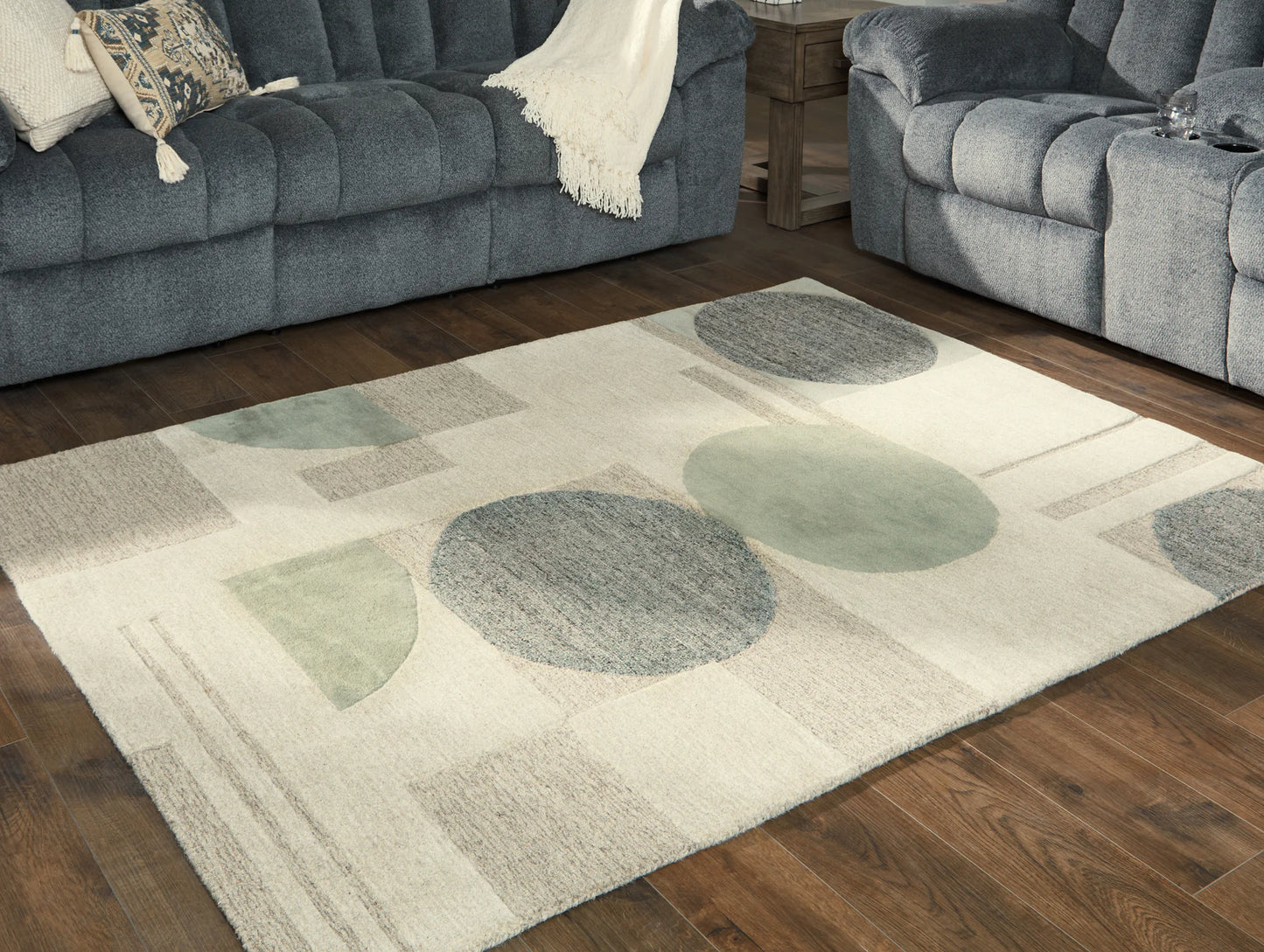 Dallane - Linen / Blue / Green - Medium Rug - 5' x 7'