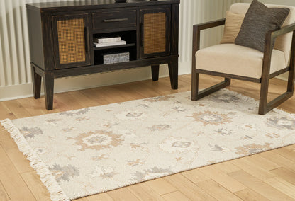 Calkin - Linen / Gray / Caramel - Medium Rug - 5' x 7'