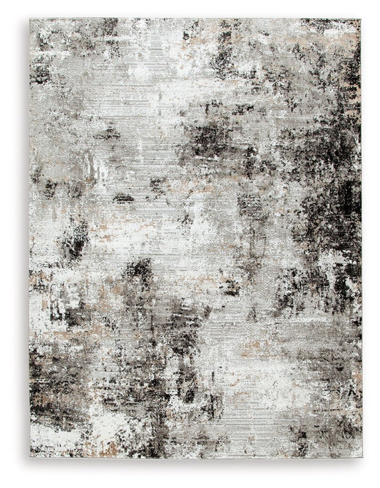 Langwell - Black / Gray / White - Extra Large Rug - 10' x 14'