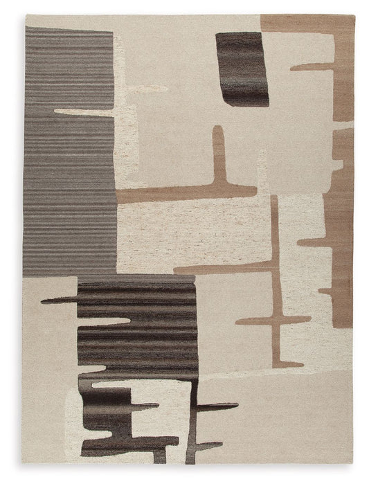 Kencher - Beige / Brown - Extra Large Rug - 10' x 14'