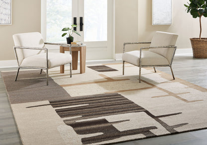 Kencher - Beige / Brown - Extra Large Rug - 10' x 14'