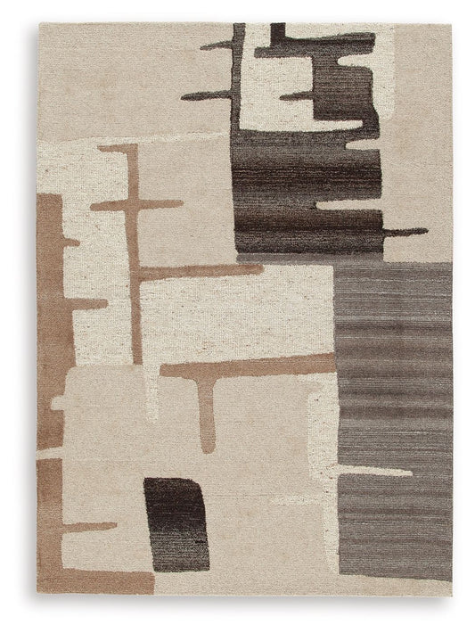 Kencher - Beige / Brown - Medium Rug - 5' x 7'