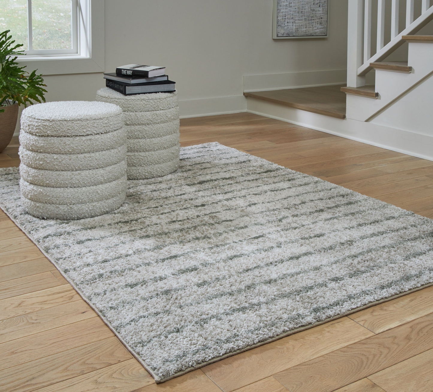 Laddway - Cream / Green - Medium Rug - 5' x 7'