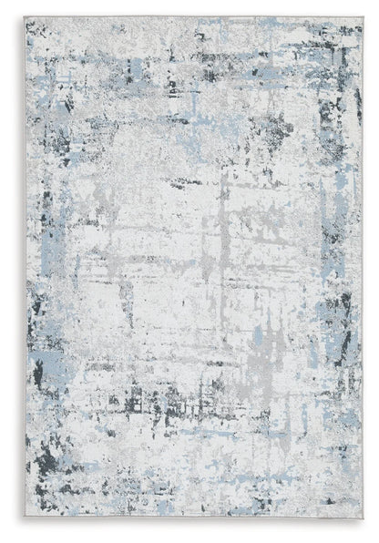 Emertonly - Blue / White / Gray - Washable Large Rug - 8' x 10'