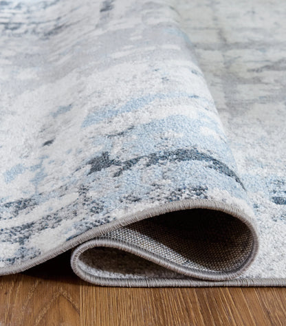 Emertonly - Blue / White / Gray - Washable Medium Rug - 5' x 7'