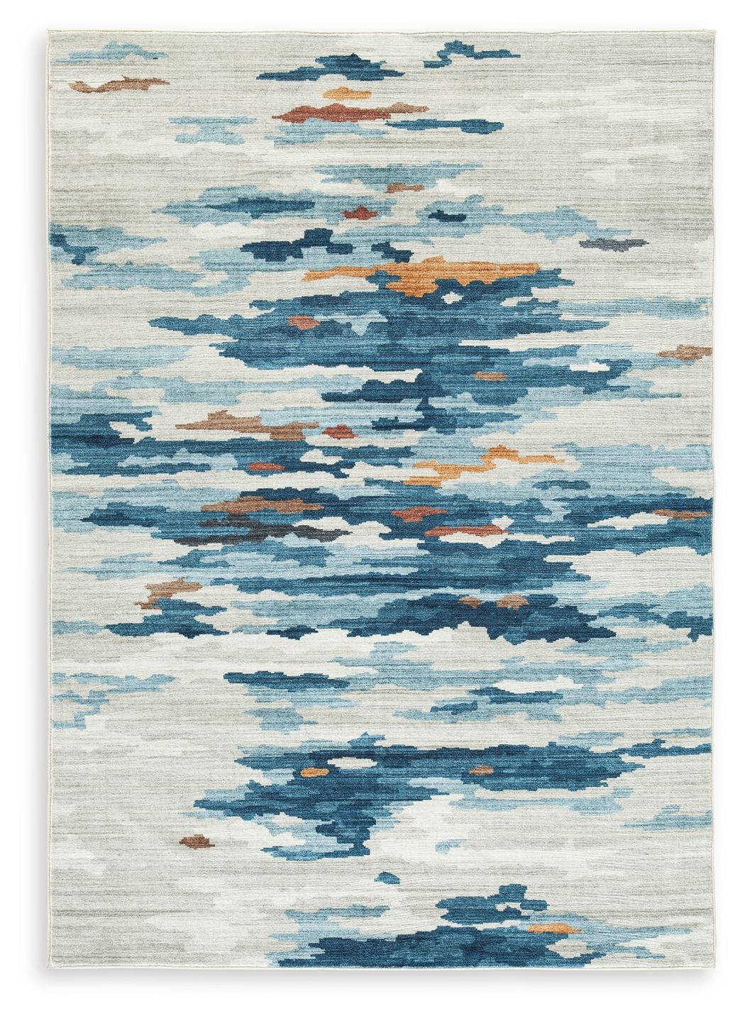 Vinlett - Cream / Blue / Brown - Washable Medium Rug - 5' x 7'